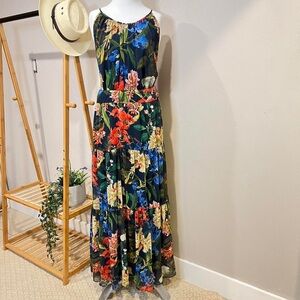 Gibson Latimer Floral Maxi Dress - Black, Red, Blue 2X